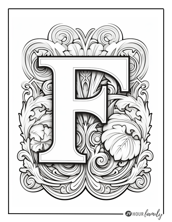 letter F adult coloring pages