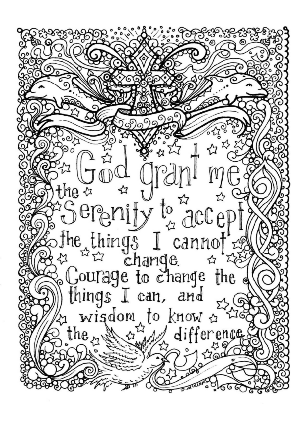 God Grant me the serenity prayer coloring pages AA coloring pages