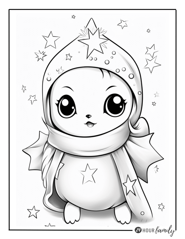 Anime Penguin wearing a snow hat
