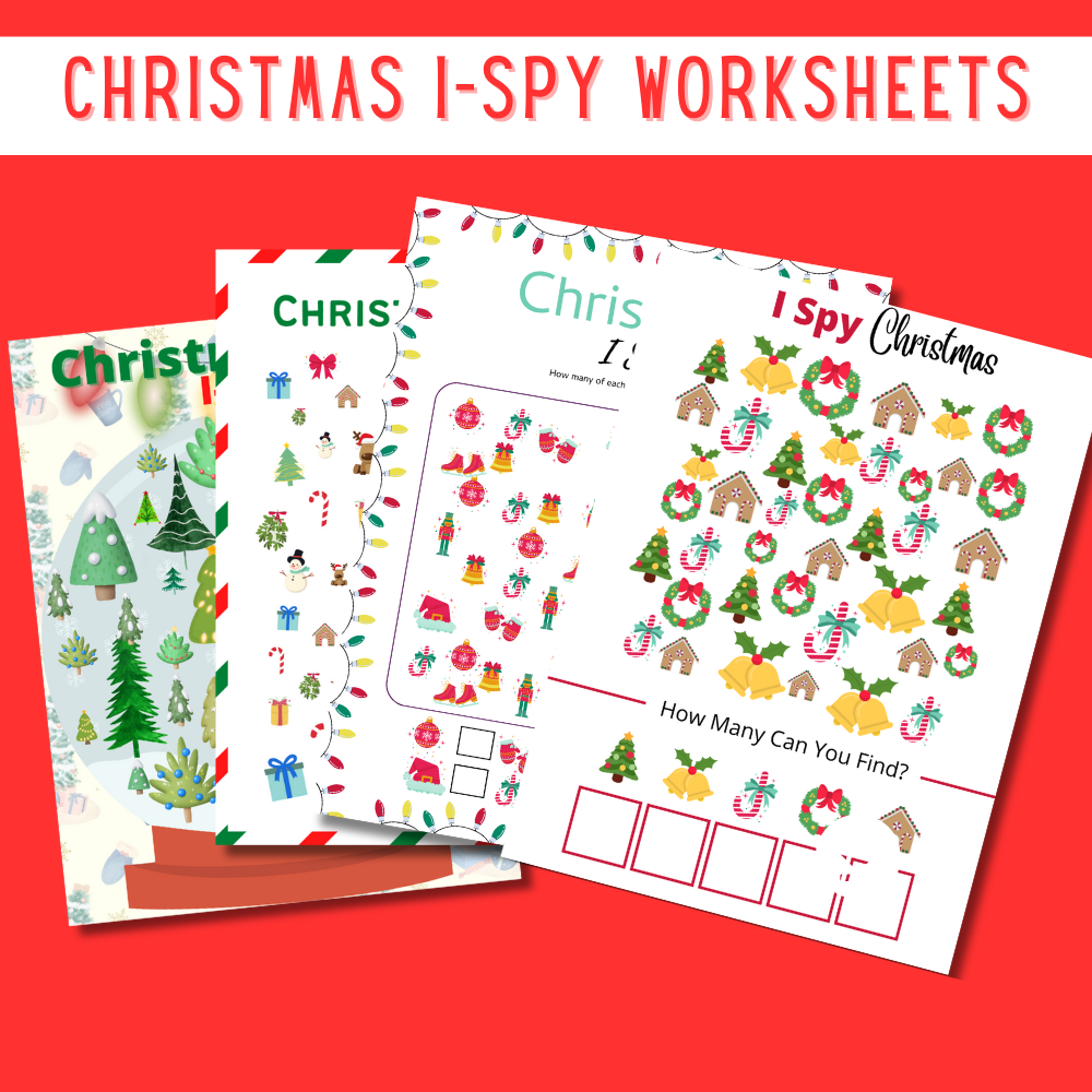 4 Christmas I-Spy Worksheets (Free Printables)
