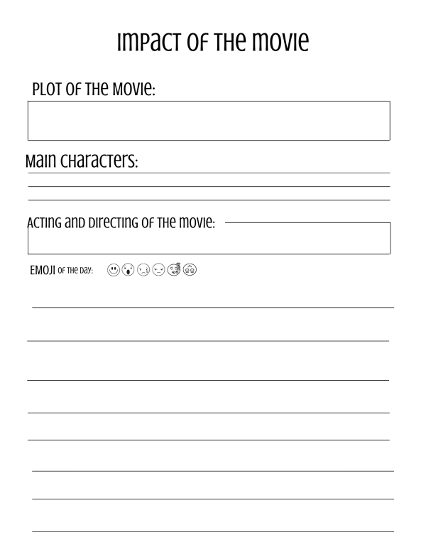 free pirntable movie review template main characters of the movie acting and directing of the movie
