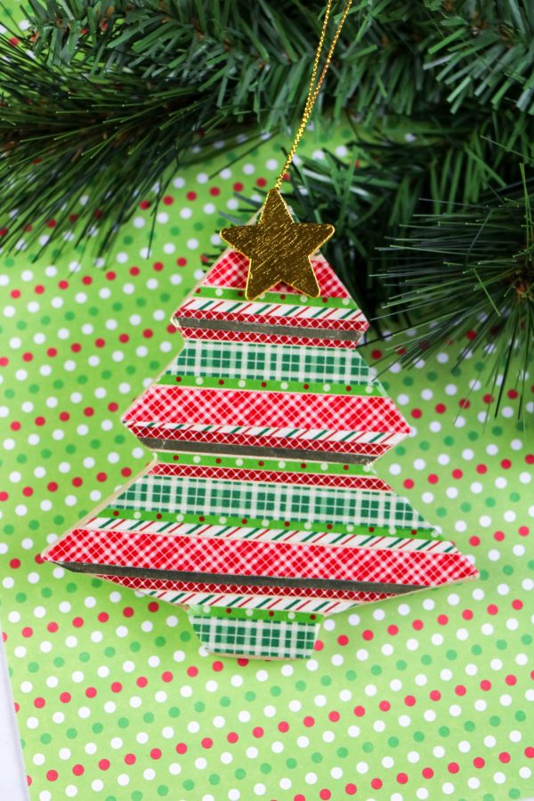 Washi tape christmas tree ornament