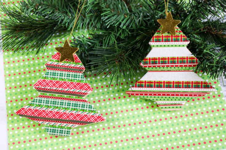 Christmas tree washi tape homemade DIY ornaments