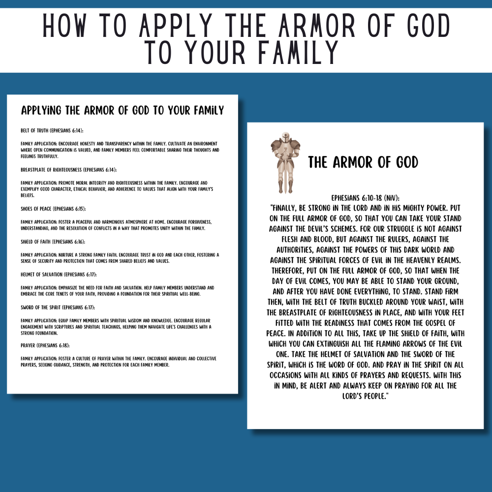 Applying the Armor of God Prayer to Your Family (Free Printable)