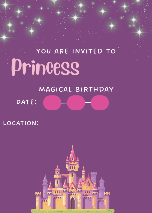 free printable princess birthday party invitations fill in birthday party invitations