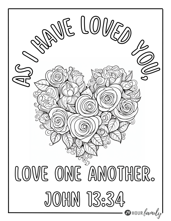 Love one another coloring pages for valentine's day