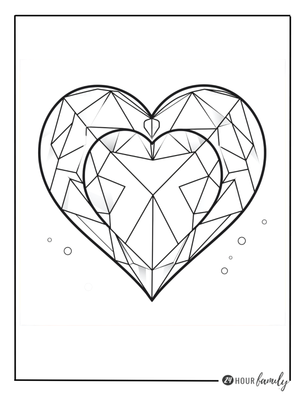 diamond heart coloring pages 