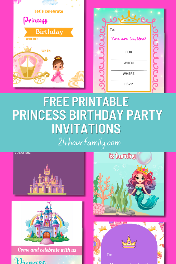 free printable princess birthday party invitations for 1 years old 2 year olds 3 year olds 4 year olds