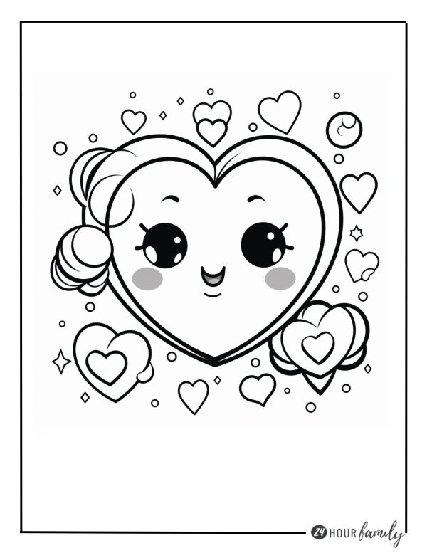 happy smiley faces heart coloring pages