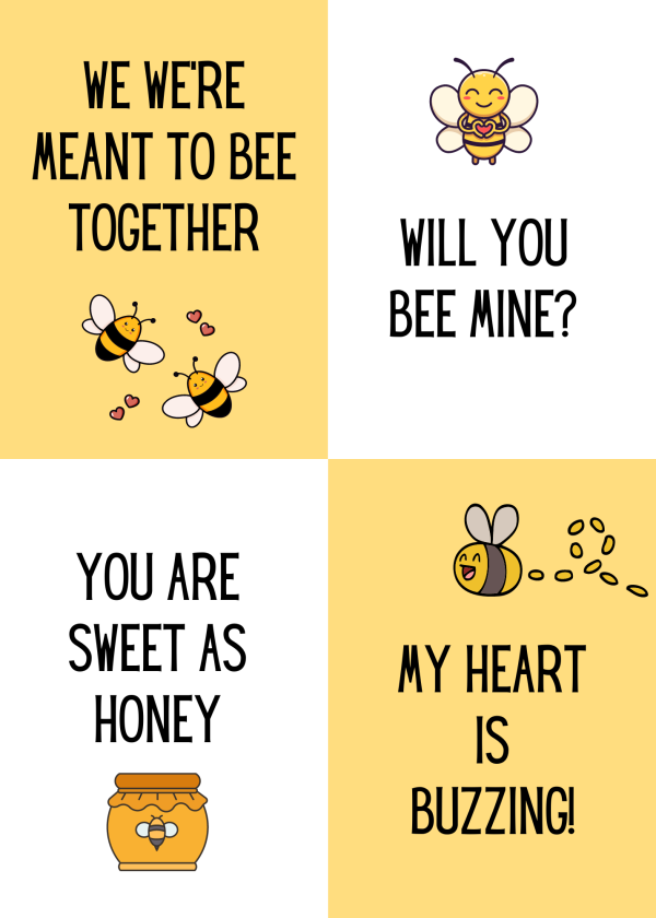Free printable will you Bee Mine? Valentines cards 