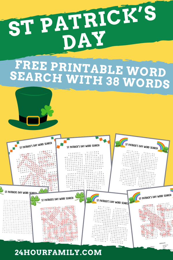 St patricks day word search with 38 words easy medium hard word search printables