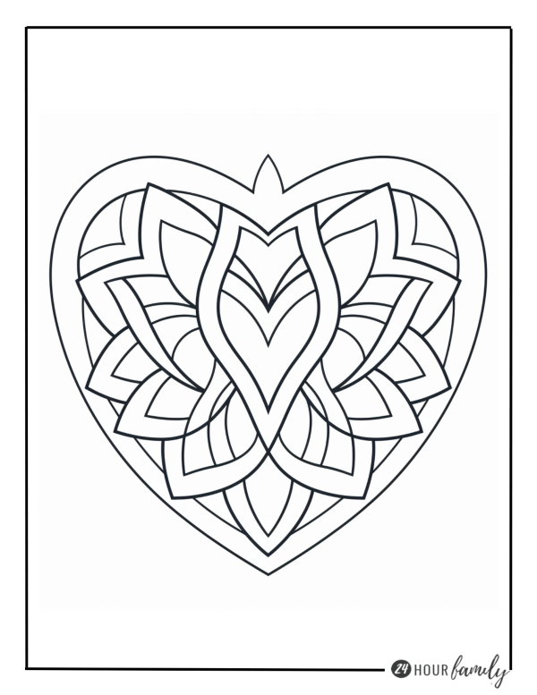 heart mandala coloring pages