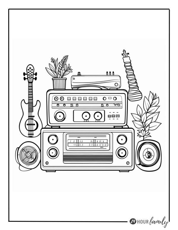 AM radio coloring pages PM Coloring pages guitar colouring sheets