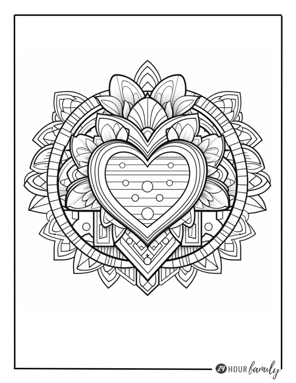 floral hearts coloring pages for adults