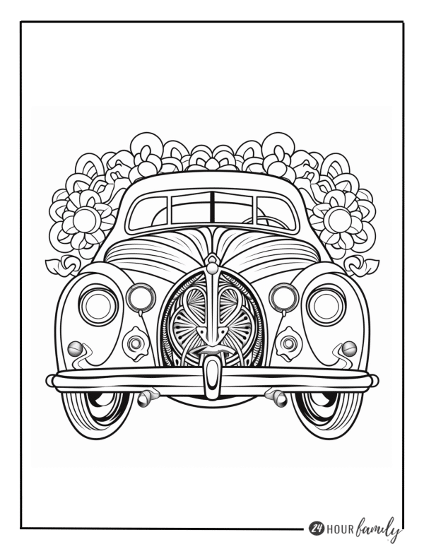 Vintage Cars aesthetic preppy coloring pages
