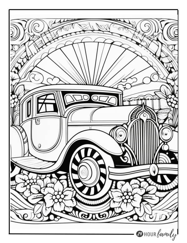 Vintage Cars aesthetic preppy coloring pages