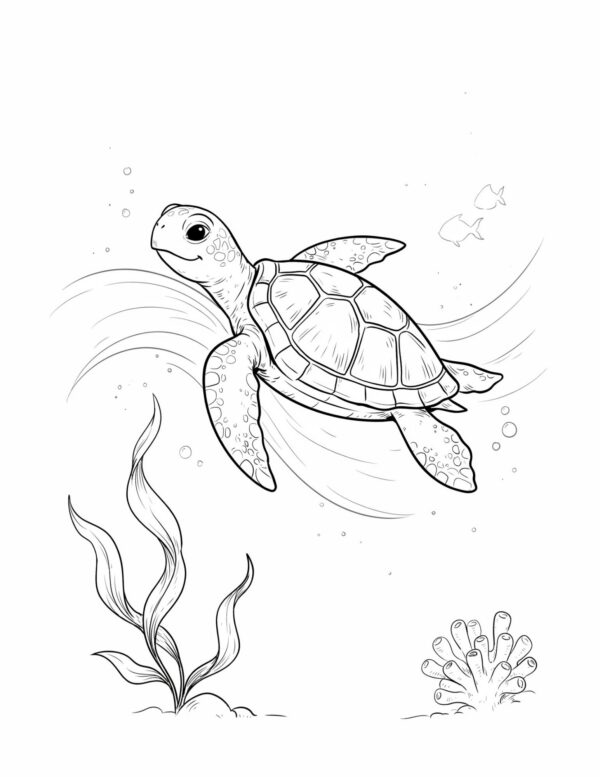 An adorable sea turtle template perfect for layering blues and greens in an underwater scene.