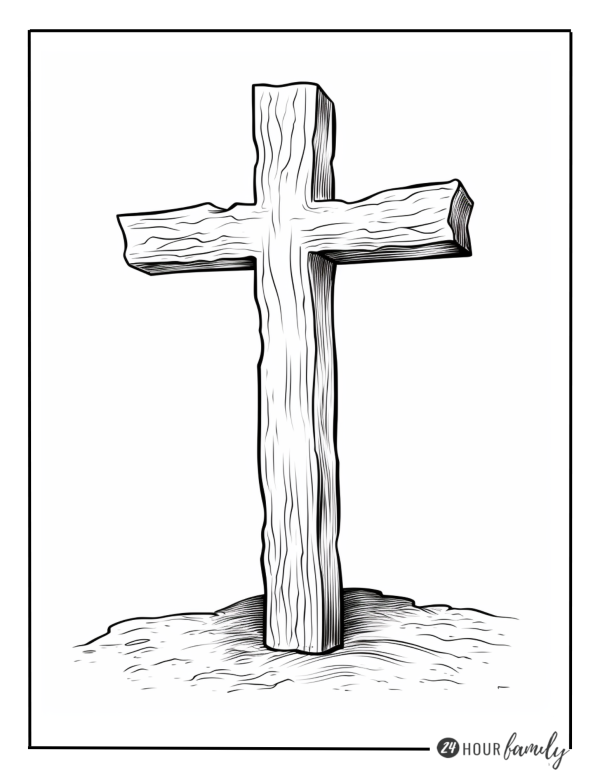 wooden cross coloriong pages for adults and teens children simple coloring page easy colouring page