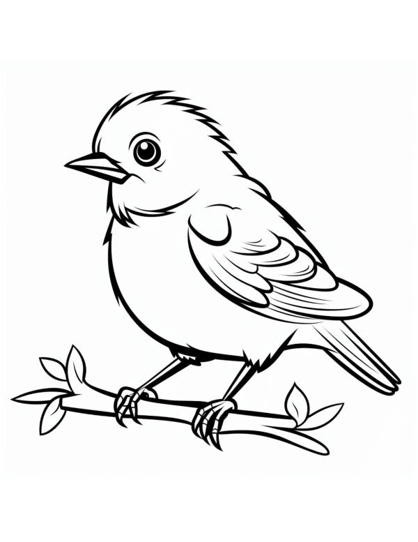 Printable watercolor template of a bird on a branch taceable watercolor template of a bird coloring page