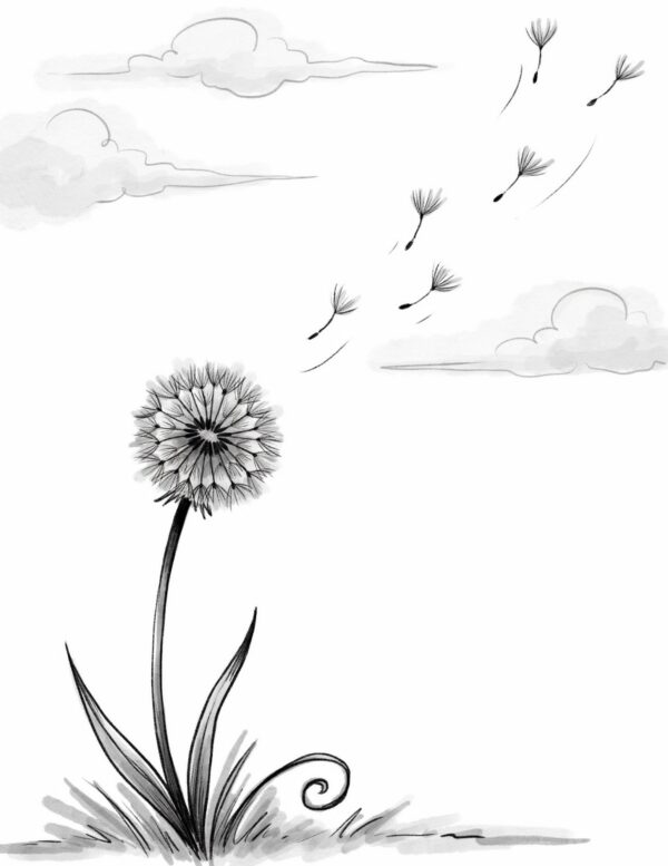  A delicate dandelion template ideal for beginners practicing fine detail with a thin brush.
