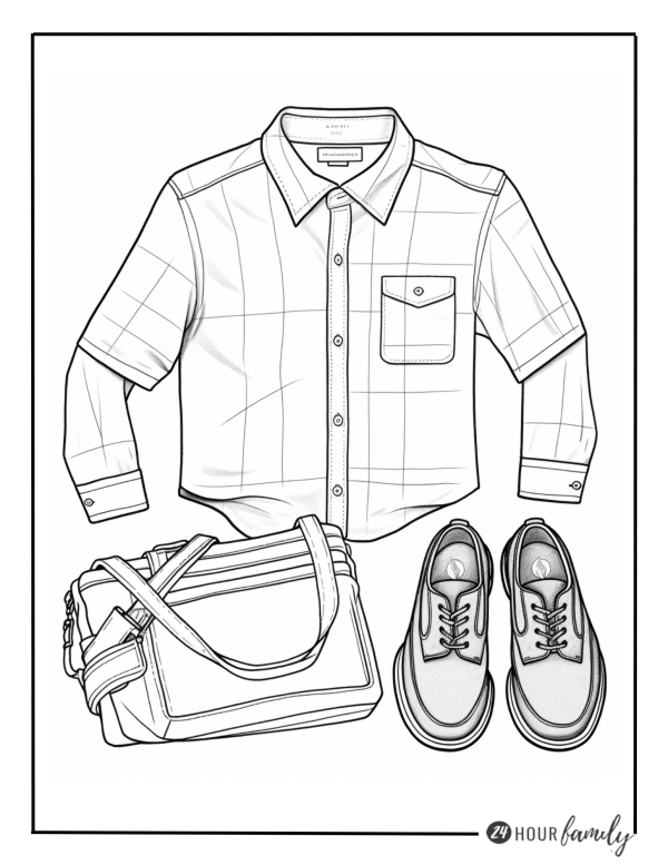 preppy clothes coloring page preppy shoes coloring page preppy bag coloring page