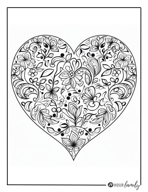 paisley heart coloring pages
