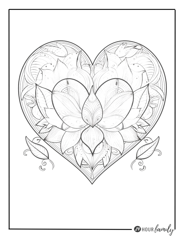 Muted heart coloring pages