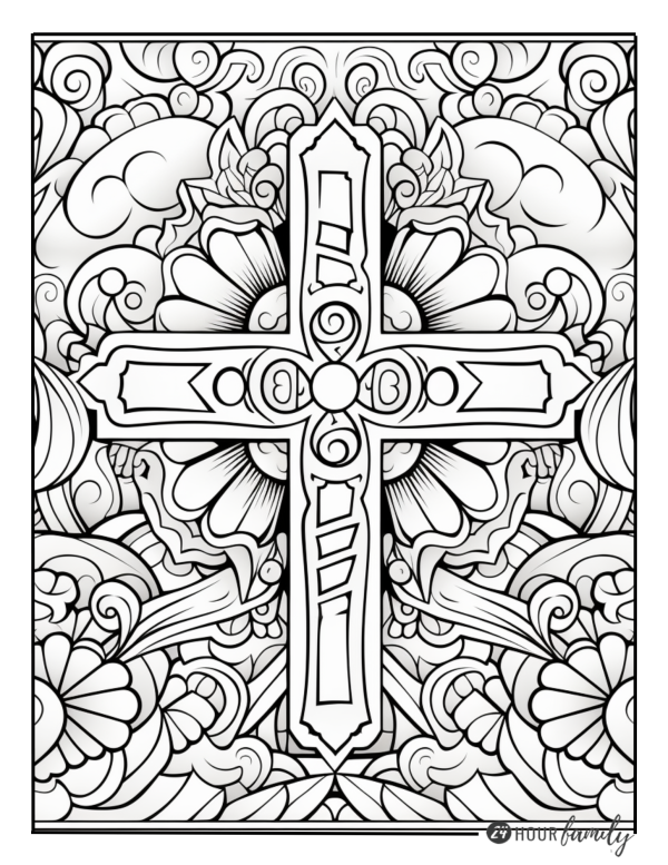 detailed cross coloring page complex colouring sheets