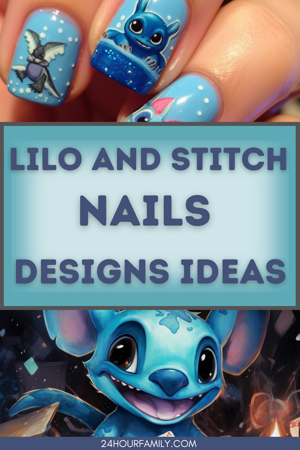 Stitch-Themed Nails Designs and Ideas