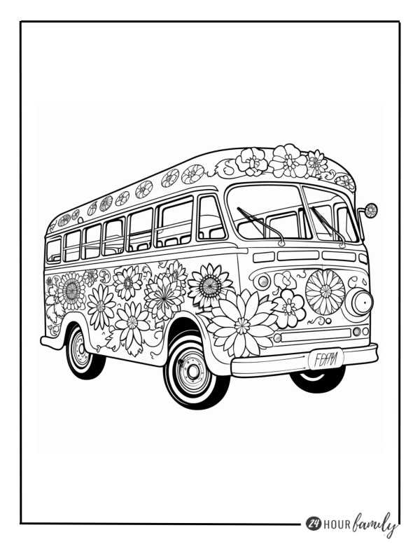 Vintage VW Bus coloring page