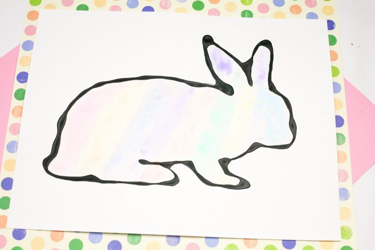 black line painting paint a bunny easy painting ideas for kids