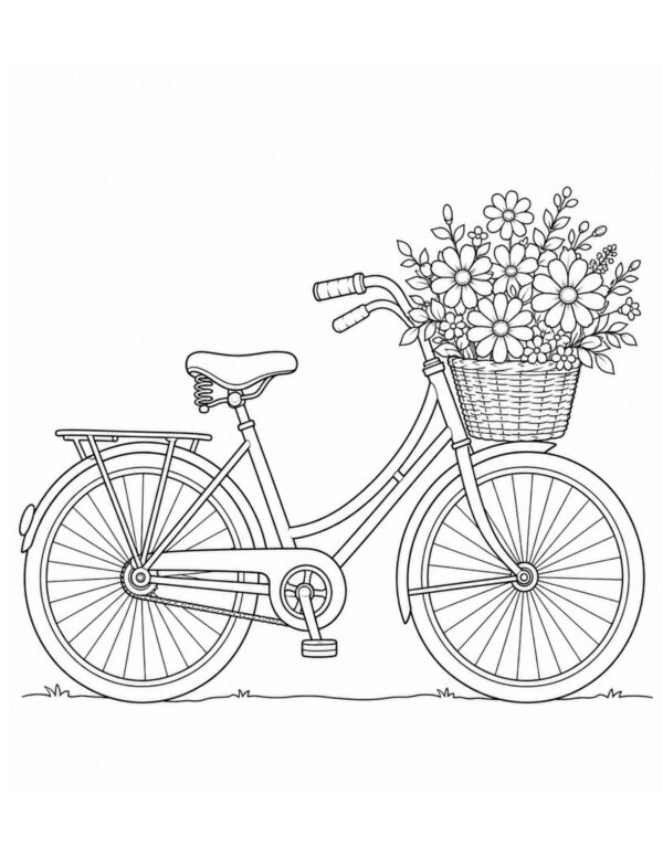 vintage bicycle with a flower-filled basket