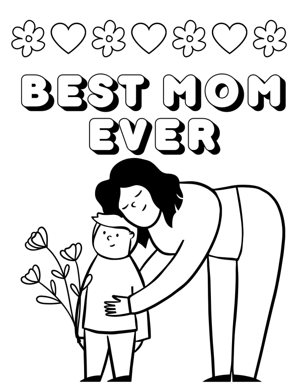 mom and son coloring pages
