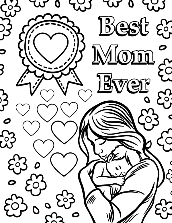 mom and baby coloring page, mom coloring sheet, mom colouring sheet