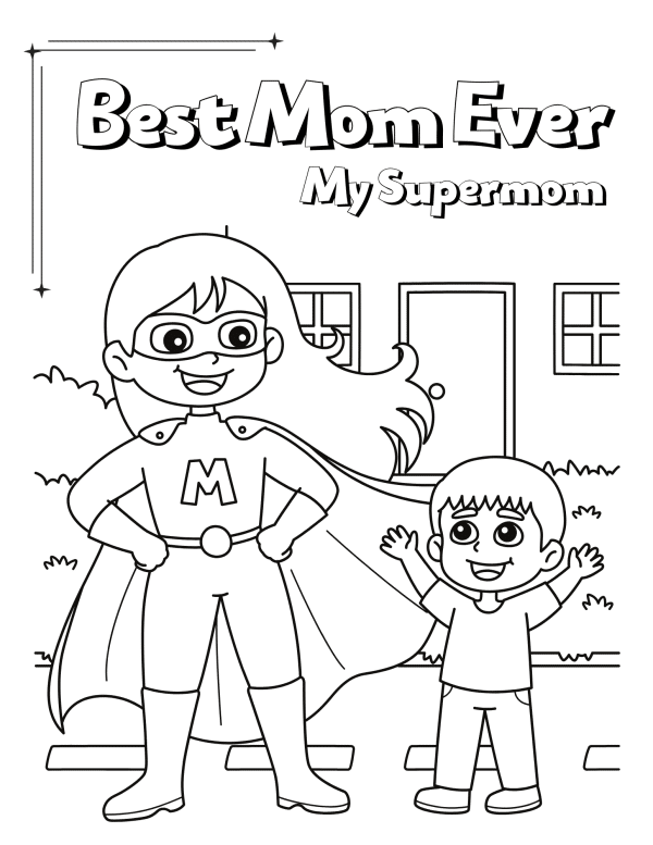 mom color drawing supermom coloring pages