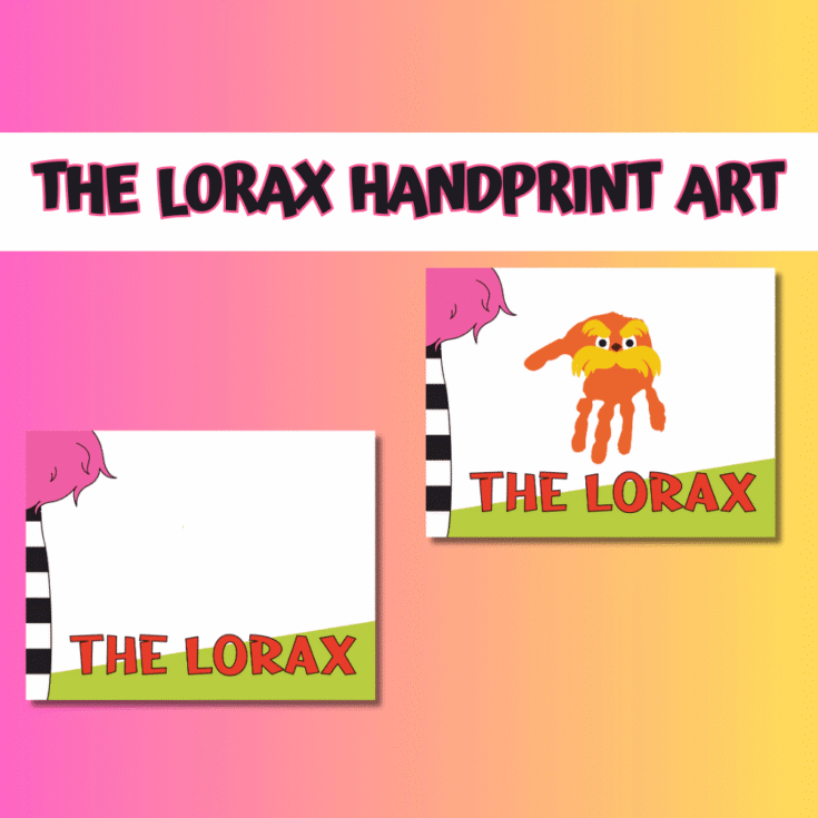 the lorax handprint art for kids crafts Dr. Seuss crafts for kids
