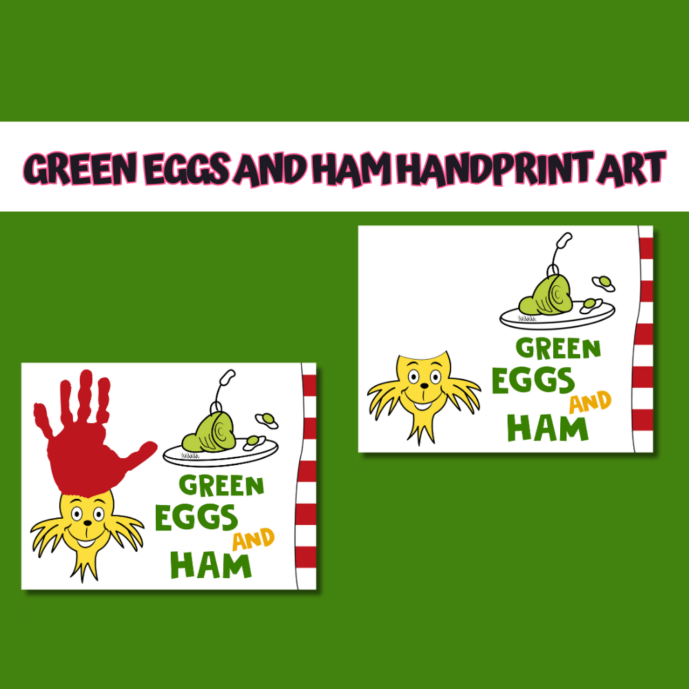 Green Eggs and Ham Handprint Art (Free Template)