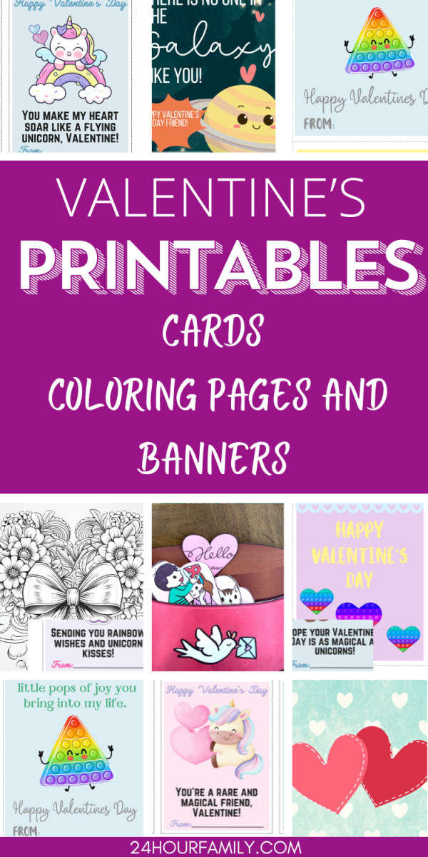 Valentines printables cards coloring pages happy valentine's banner free printables