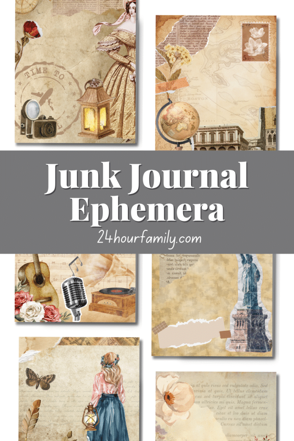 Free Junk Journal Vintage Printables - 24hourfamily.com