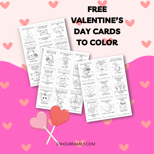 Free Printable Valentine’s Day Cards to Color