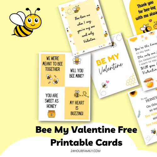 Free Bee My Valentine Printable Cards