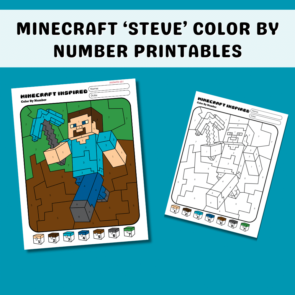 Minecraft Steve Color by Number (Free Printable)