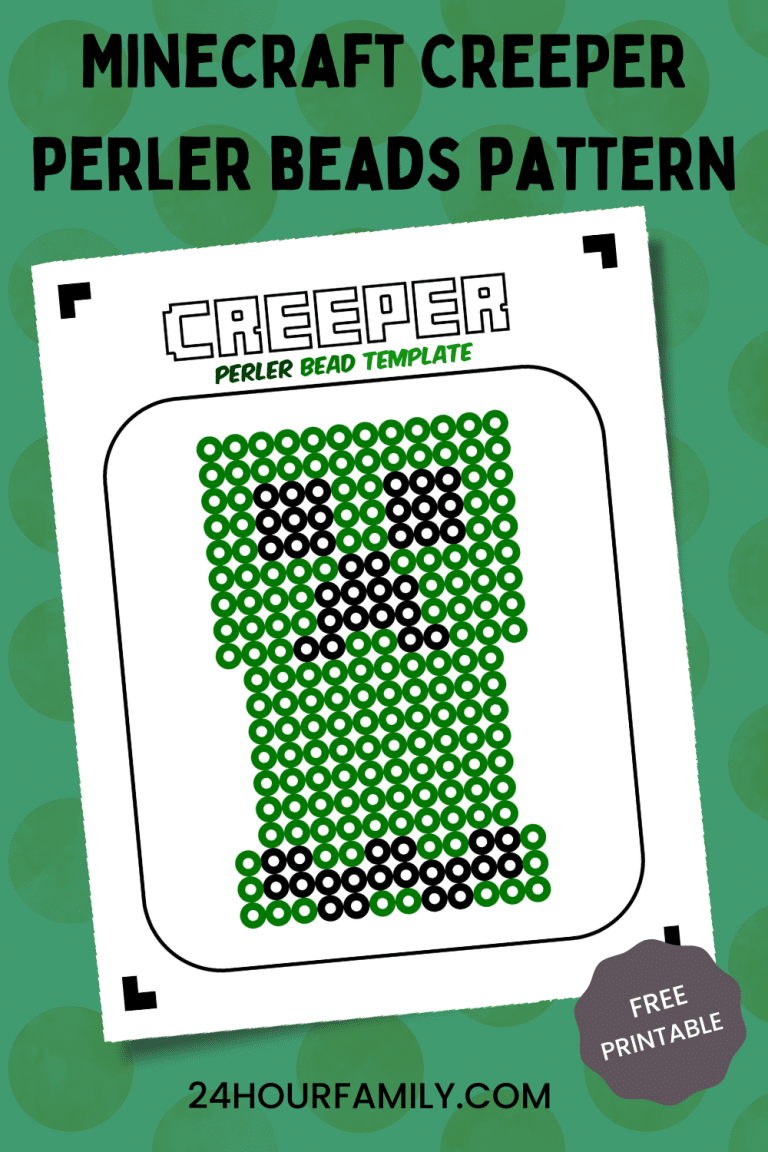 Minecraft Perler Beads Pattern - Creeper (Free Printable) - 24hourfamily.com