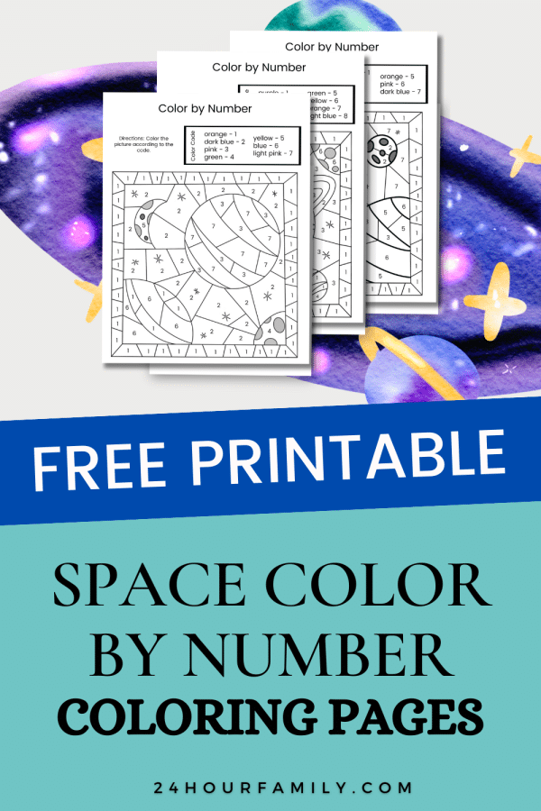 free printable color by number activites for kids space color by number coloring pages
