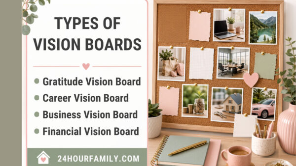 Vision board ideas types of boards - gratitude, career, business and finanical vision boards