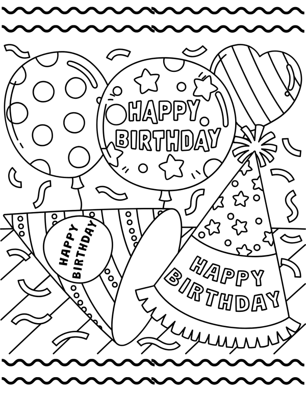 Happy Birthday Coloring Pages, happy birthday cards, birthday coloring activities, birthday presents