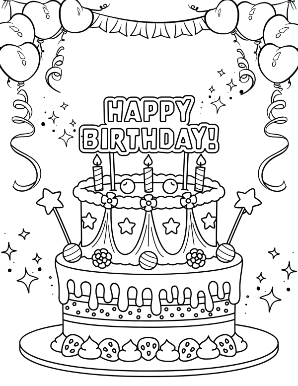 Happy Birthday Coloring Pages, happy birthday cards, birthday coloring activities, birthday presents
