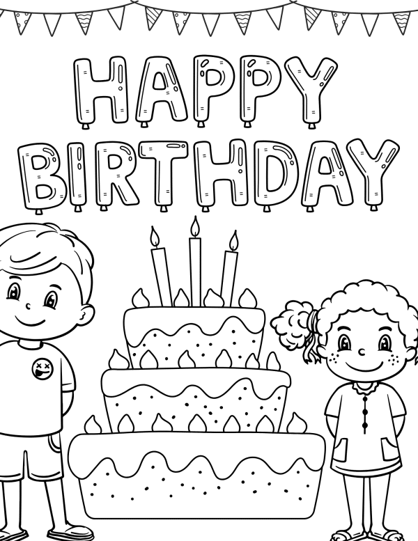 Happy Birthday Coloring Pages, happy birthday cards, birthday coloring activities, birthday presents