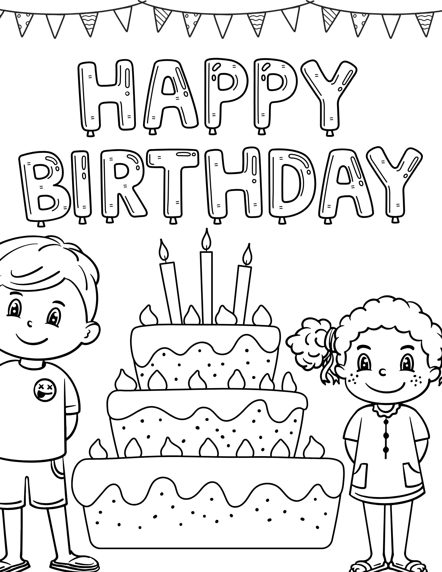 Happy Birthday Coloring Pages (Free to Print)
