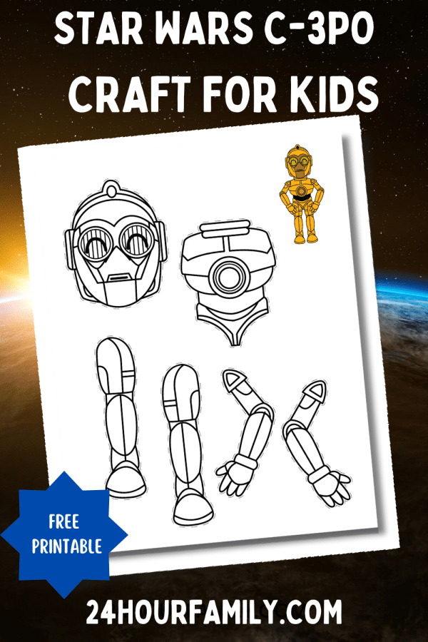 Star Wars C-3PO Craft for Kids printable, Free